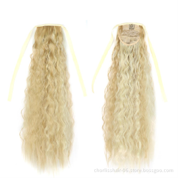 Hot Selling High Quality Long Straight Clip In Hair Tail False Hair Ponytail Hairpiece Wrap Around  Synthetic Hair Extension